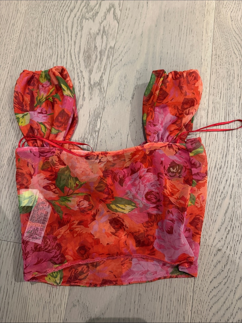 Zara Orange and Pink Floral Mesh Bustier - Picture 3 of 3